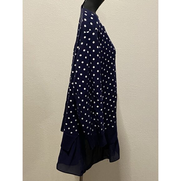 Chaps Womens Size 1X Sweater Polka Dot Navy Polyester Hem - Picture 7 of 10